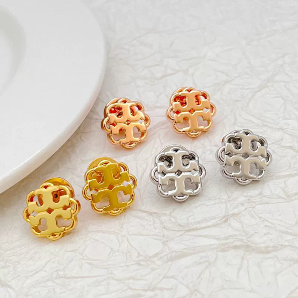 Tory Burch Hollow Letter Metal Earrings